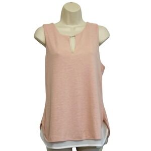 Crosby. Linen‎ Women's Sleeveless Tank Top, Layered Design, Pink, Size Large